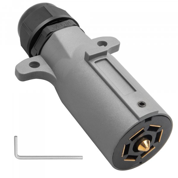 Oyviny RV 7 Pin Trailer Plug with IP68 Waterproof Seal, Detachable 7 Way Round RV-Style Trailer Side Connector 7 Point Trailer Wiring Plug