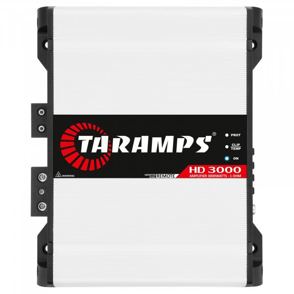 Taramps HD 3000 1 Ohm White 1 Channel Amplifier 3000 Watts RMS Digital, Crossover, Low/High Pass, Bass Boost, Gain Control, Car Audio System Mosfet Monoblock Full Range, LED Monitor Indicator, HD 3k