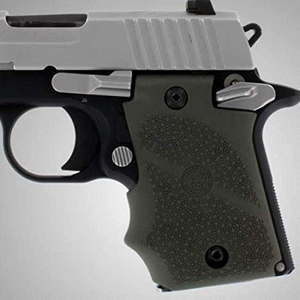 Hogue 98081 Sig Sauer P938 Ambi Safety Rubber Grip With Finger Grooves Od Green