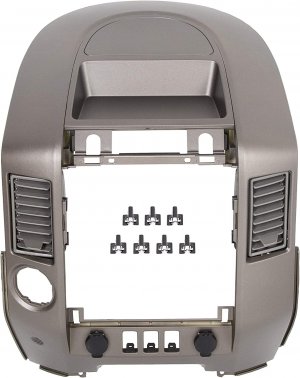 KUAFU Center Dash Audio A/C Instrument Panel Bezel Cover Lid Compatible with Nissan 2004-2006 Titan XE SE Armada SE Replacement for 682578S800 Dashboard Finisher Bezel - Gray WITHOUT Center Speaker