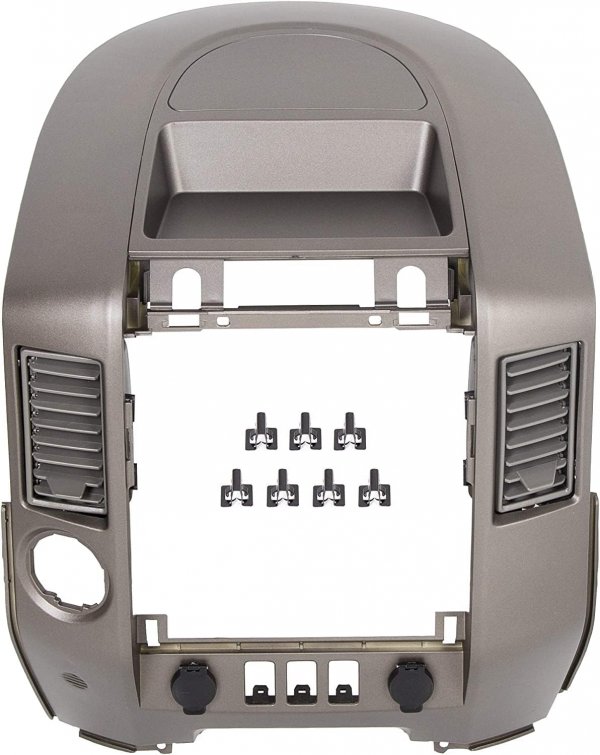 KUAFU Center Dash Audio A/C Instrument Panel Bezel Cover Lid Compatible with Nissan 2004-2006 Titan XE SE Armada SE Replacement for 682578S800 Dashboard Finisher Bezel - Gray WITHOUT Center Speaker