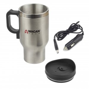 Wagan Tech 6100 12-Volt Deluxe Double-Wall Stainless Steel Heated Travel Mug