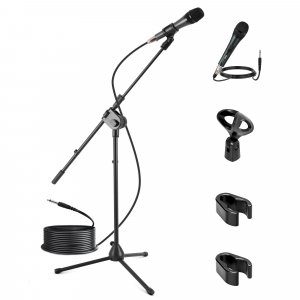Pyle PMKSM20 Microphone & Tripod Stand w/ Extending Boom & Cable Package