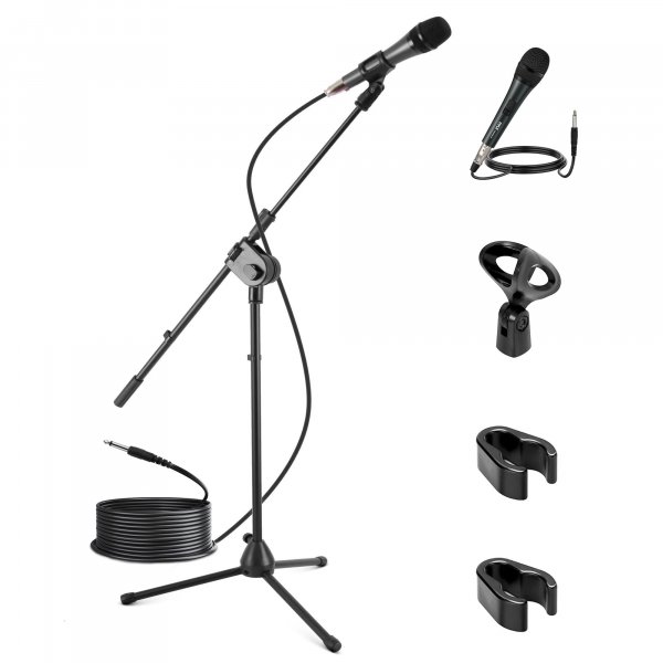 Pyle PMKSM20 Microphone & Tripod Stand w/ Extending Boom & Cable Package