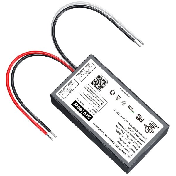 24V Dimmable LED Driver, 60W Triac ELV/MLV LED Transformer Compatible with Lutron&Leviton Switches, Dimmable Power Supply 60W 24V for Light Smooth Flicker Free Dimming