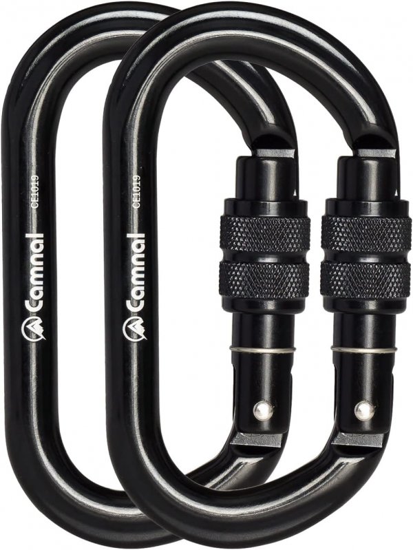 CAMNAL Screwgate Locking Climbing Carabiner Clips, Heavy Duty Carabiners UIAA Certified 25KN, Rock Climbing Carabiner Screw Lock for Rock Climbing, Mountaineer, Hammock, Rappelling, Outdoor Equipment