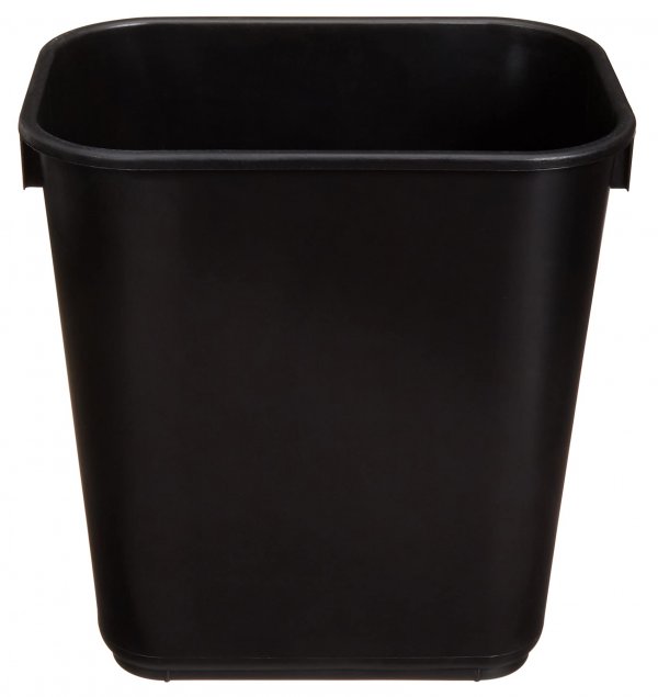 Amazon Basics Small Rectangular Commercial Office Wastebasket, Easy to Clean,11.4"L x 8"W x 12"H , 3 Gallon, Black, 2-Pack