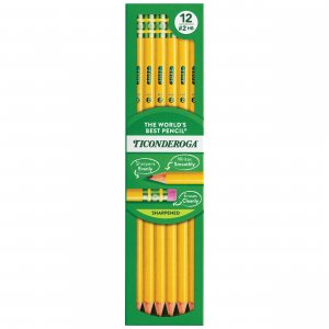 Ticonderoga Wood-Cased Pencils, Pre-Sharpened, 2 HB Soft, Yellow, 12 Count