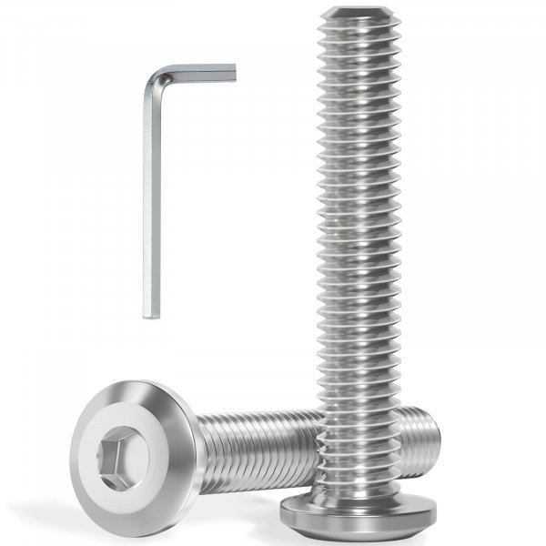 VGBUY M8-1.25 x 60 mm 16Pcs Flat Head Hex Socket Cap Screws Bolts,304 Stainless Steel 18-8,Full Thread,Hex Spanner Included (VG30131)