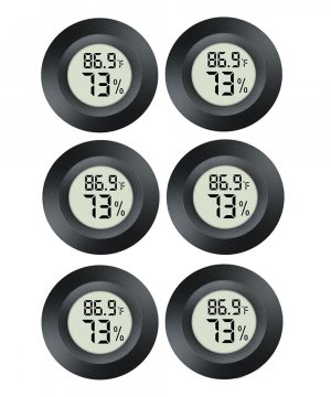 JEDEW 6 Pack Hygrometer Thermometer Digital Humidity Meter Indoor/Outdoor Humidity Monitor Reptile Thermometer for Greenhouse Humidors Terrarium Jars ℉/ ℃(6)