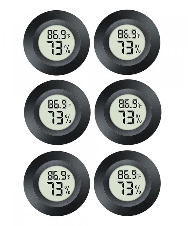 JEDEW 6 Pack Hygrometer Thermometer Digital Humidity Meter Indoor/Outdoor Humidity Monitor Reptile Thermometer for Greenhouse Humidors Terrarium Jars ℉/ ℃(6)