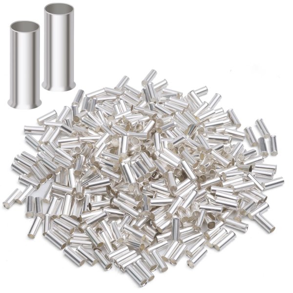 XHF 1000 PCS AWG 20/0.75mm² Wire Ferrules Crimper Plier Non Insulated Crimp Pin Terminal Cord End Terminals Silvery