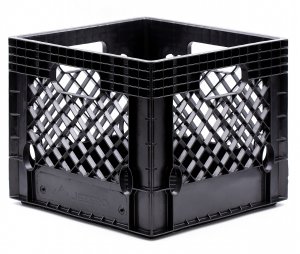 JEZERO 16 Quart Heavy Duty Plastic Crate | Stackable Multi-Purpose Storage Bin for Garage, Home, Office, Groceries, Outdoor, Camping & Kayaking | Black Utility Tote, 13" x 13" x 11"