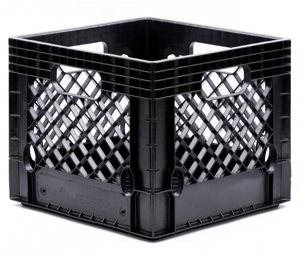 JEZERO 16 Quart Heavy Duty Plastic Crate | Stackable Multi-Purpose Storage Bin for Garage, Home, Office, Groceries, Outdoor, Camping & Kayaking | Black Utility Tote, 13" x 13" x 11"
