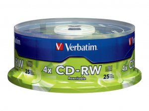Verbatim 95169 700MB CD-RWs with Branded Surface, 25-ct Spindle