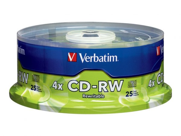 Verbatim 95169 700MB CD-RWs with Branded Surface, 25-ct Spindle