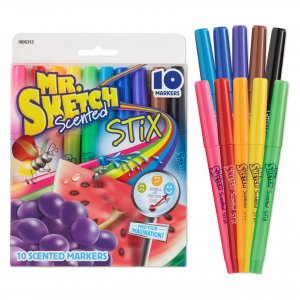 Mr. Sketch Scented Stix Markers, Fine Tip, 10 Count - Fun for Kids, Coloring, Spark Creativity, Arts & Crafts
