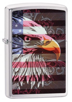 Zippo 28652 Windproof Lighter Eagle Flag, Brushed Chrome