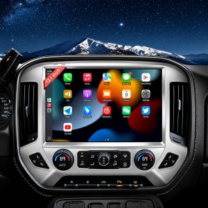 13.1" QLED Car Radio Stereo Upgrade for Chevy Silverado & GMC Sierra 2014-2018, 8-Core Head Unit with CarPlay/Android Auto, 2K Touch Screen and 1080P Backup Camera (4+64 Silver)
