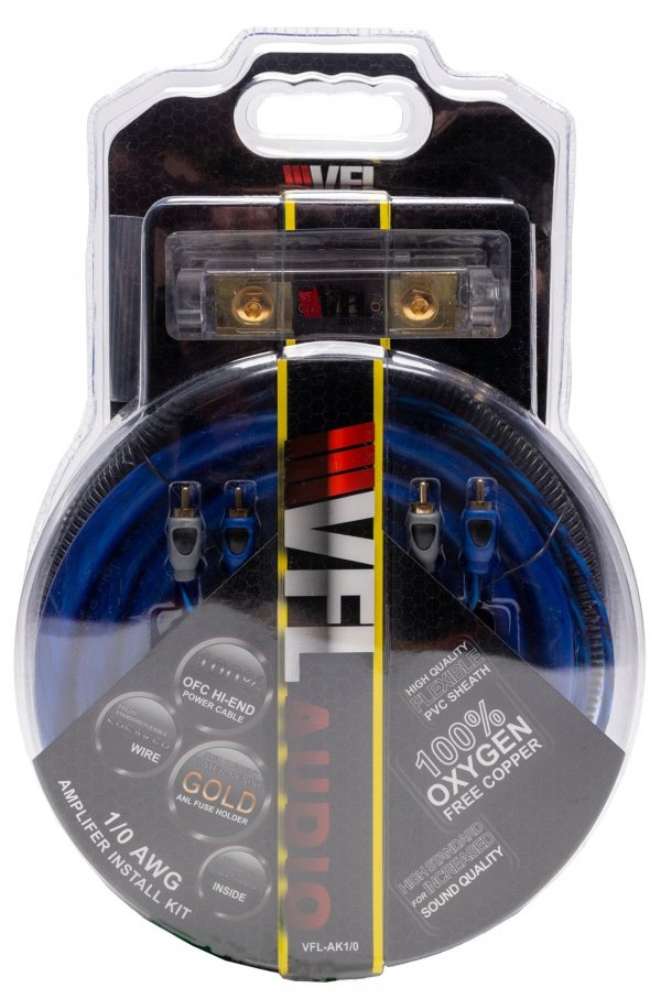 American Bass ABBLUE0GKIT 0 Gauge Wiring Kit, 250A ANL Fuse