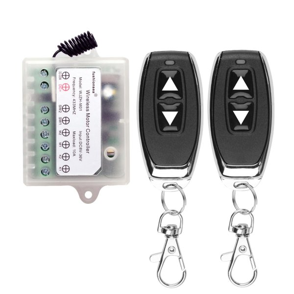 fushionsea DC 8V 12V 24V 36V Motor Remote Switch for Linear Actuator, 433Mhz 10A Motor Forward Reverse Relay Switch（Momentary Mode）