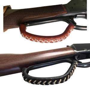 WAYNE'S DOG Leather Lever Wrap for Lever Action, Handcrafted (6-inch, Black/Brown-Thicker)