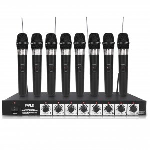 Pyle PDWM8400 8 Mic Professional Handheld VHF Wireless Microphone System