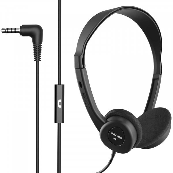 MAXELL 199845 HP-100M On-Ear Wired Headphones with Microphone