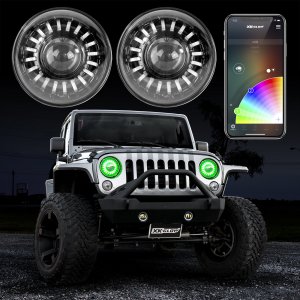 XKGlow XK7INJPKIT Jeep 7 RGB LED Headlight Kit with Bluetooth App Control