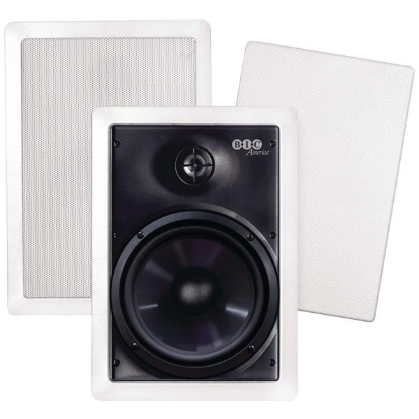 BIC AMERICA BICMPRO6W 150-Watt 6.5" In-Wall Speakers w/Tweeters & Grilles
