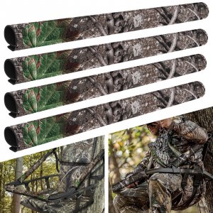 GJL Tree Stand Rail Pads Replacement Shooting Rail Pads Waterproof Camo Treestand Shooting Rail Padding Tree Stand Rail Covers for Tripod Deer Stand Treestand Ladder, Quiet & Easy to Disguise (4 PCS)