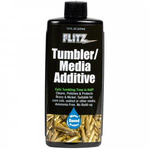 Flitz Tumbler Media Additive - 7.6oz Bottle of USA-Made Brass Cleaner Reloading Liquid for Ammo, Copper, & All Metals - Ammonia-Free Tumbling Polish to Remove Oxidation, Powder Residue (1 Pack)