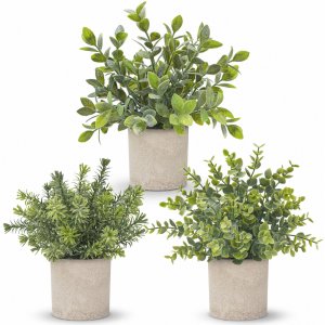 Der Rose 3 Pack Fake Plants Artificial Plants for Office Bathroom Decor