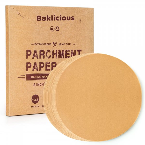 Baklicious 8inch 250pcs Unbleached Non-Stick Parchment Paper Rounds