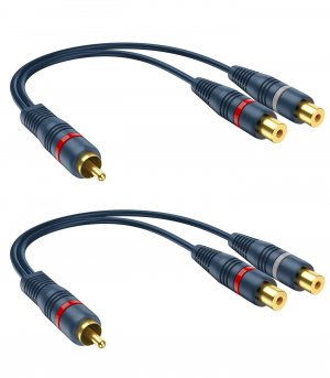DteeDck RCA Splitter 1 Male 2 Female 2 Pack, RCA Y Splitter Audio Cable Split Adapter 8 inch for Subwoofer Speakers