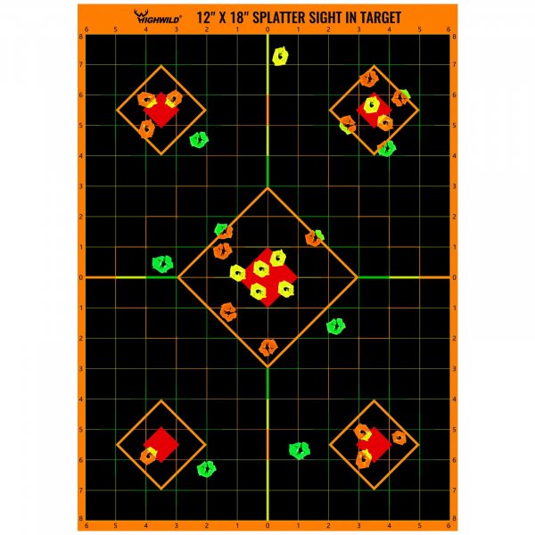 Highwild Sight in Splatter Paper Targets - Splash Effect of Multiple Colors - 12x18 Inch (10 Pack)