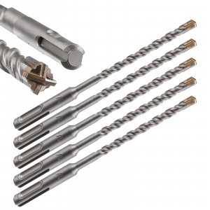 Wensilon 5pcs 1/4" X 6"-4" Cross-Type Double Thread Carbide Drill Bits for Concrete, Brick, Stone, Hammer Drill