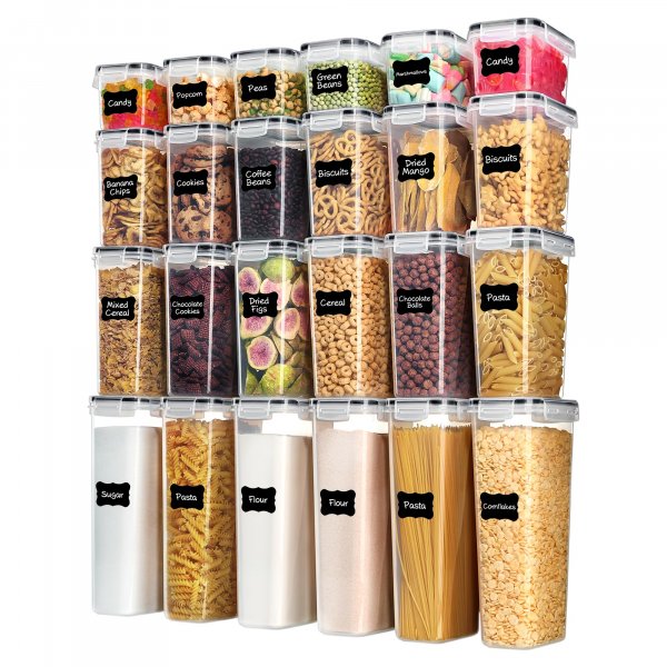 Vtopmart Airtight Food Storage Containers with Lids, 24 pcs, Black