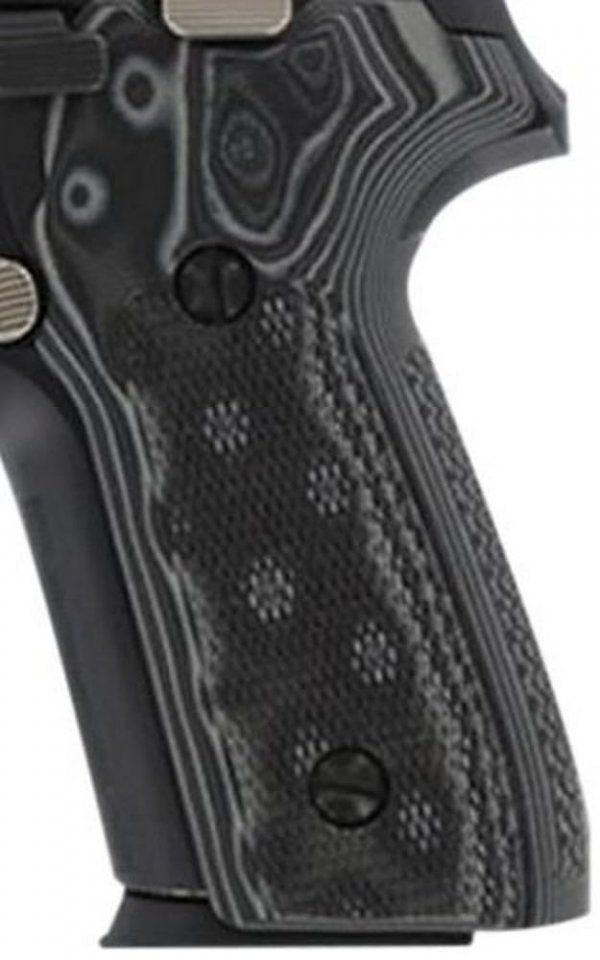 Hogue 28177BLKGRY Sig Sauer P228 P229 Da Sa Checkered G10 Gmascus Blackgrey