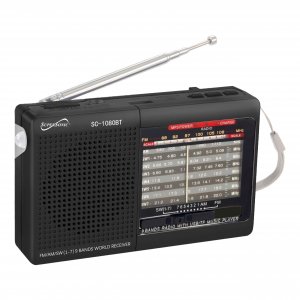 Supersonic SC1080BTBLK 9-Band Rechargeable BluetoothÂ® Radio w/USB/SD Input