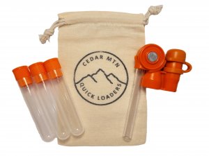 Muzzleloader Quick Loader - Muzzleloader Speed Loader for BH209 and Loose Black Powder - Includes BH209 Charge Tubes and Funnel in a Compact Quick Load (140 Grain Volume Charge Tubes), Orange