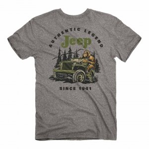Jeep Sasquatch Legend T-Shirt, Gray | Classic Willys Jeep Design |Polycotton Blend