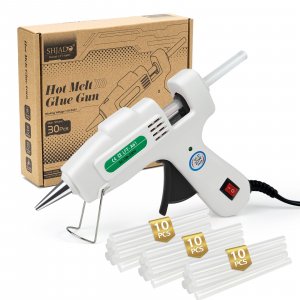 SHJADE Hot Glue Gun with 30 Glue Sticks, 20W Mini Hot Melt Gun Kit(White)