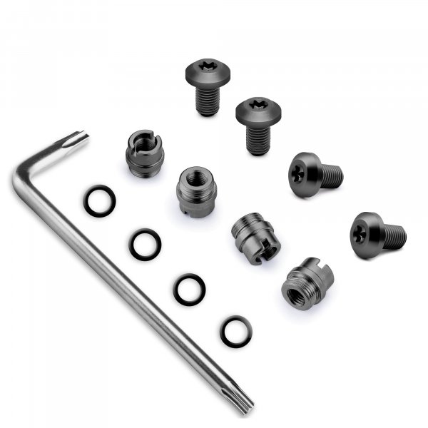 Guuun 1911 Grip Screws & Bushings, T10 Torx Key, 4 O Rings, Stainless Steel Black - Standard Height 0.28''