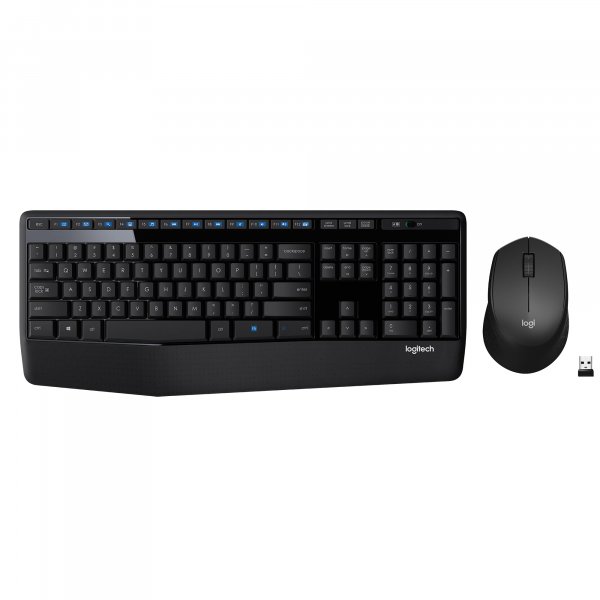 Logitech MK345 Wireless Keyboard and Mouse Combo with Palm Rest, 2.4 GHz USB Receiver, Compatible with PC, Laptop, Black