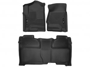 Husky Liners X-act Contour Floor Mats | Fits 2014-2018 Chevrolet Silverado & GMC Sierra 1500 Crew CAB ONLY; 2015-2019 Silverado/Sierra 2500/3500 Crew CAB ONLY | Front & 2nd Row, 3-pc Black - 53908