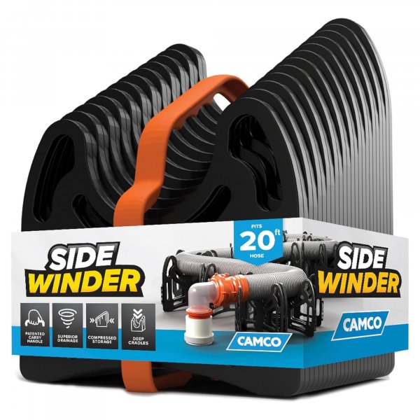 Camco Sidewinder 20-Ft RV Sewer Hose Support - Flexible Telescoping Design for Curving around Obstacles & Deep Cradles Secure RV Sewer Hose - Out-of-Box Ready & Folds for RV Storage (43052)