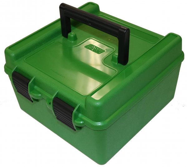 MTM R10010 Deluxe Ammo Box 100 Round 22-250/458 Win (Green)