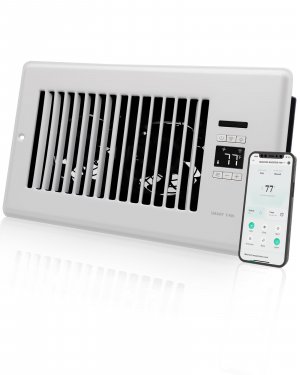 2026 Super Quiet Register Booster Fan for 6" x 10" Register Holes, Smart Register Vent with Dual Intelligent Thermostat and WiFi App Control, Heating Cooling AC Vent Fan (White)