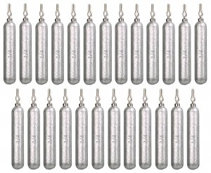 Reaction Tackle Drop Shot Weights for Bass Fishing - Skinny Pencil Sinkers for Drop Shot Rig - Freshwater and Saltwater Finesse Fishing - Silver 1/4 Oz (25-Pack)